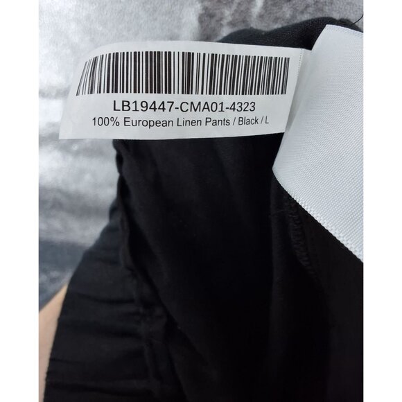Quince Womens European Linen Pants L Black Elastic Waist - Picture 4 of 8